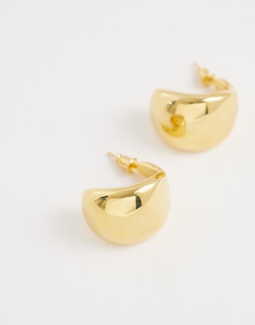 Orelia statement taper metal hoop earrings in 18k gold plated, 3 of 4