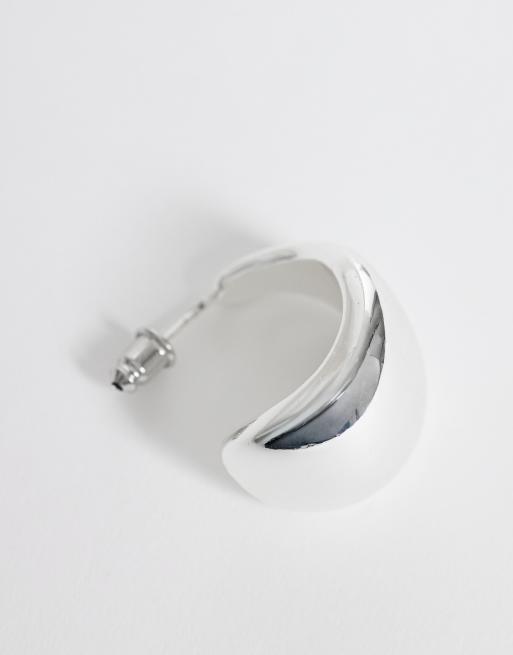 Orelia statement taper metal hoop earrings in 925 silver plated, 3 of 4