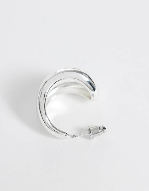 Orelia statement taper metal hoop earrings in 925 silver plated, 4 of 4
