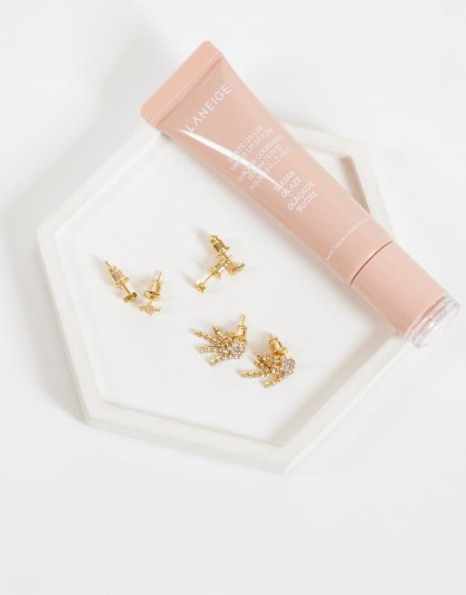 Orelia statement waterfall earring 3 pack in 18k gold plated, 2 of 5