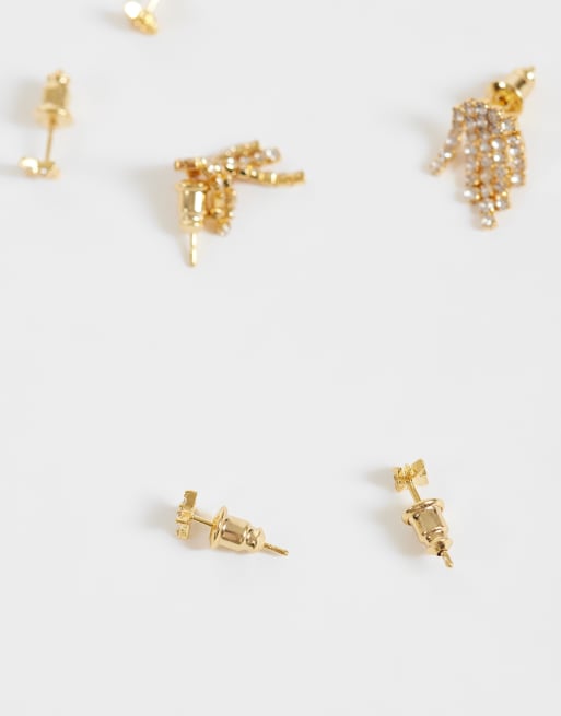 Orelia statement waterfall earring 3 pack in 18k gold plated, 4 of 5