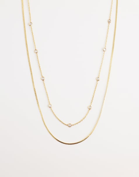 Orelia - Stationed - Collana multifilo in catenina stile serpente placcata oro 18 k con cristalli - view 1