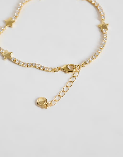 Orelia stationed star tennis bracelet in 18k gold plated, 3 of 4