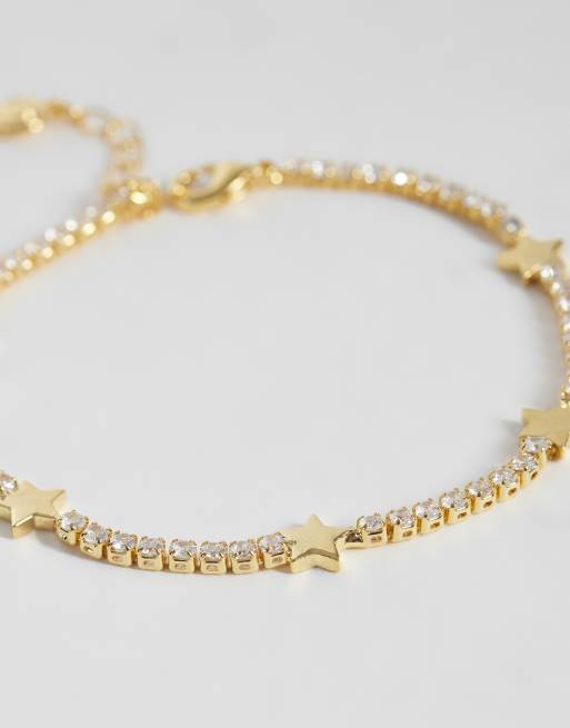Orelia stationed star tennis bracelet in 18k gold plated, 4 of 4