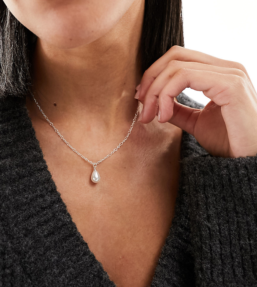 Orelia sterling silver dainty peardrop pearl necklace