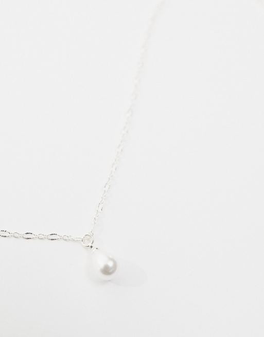 Orelia sterling silver dainty peardrop pearl necklace, 2 of 4