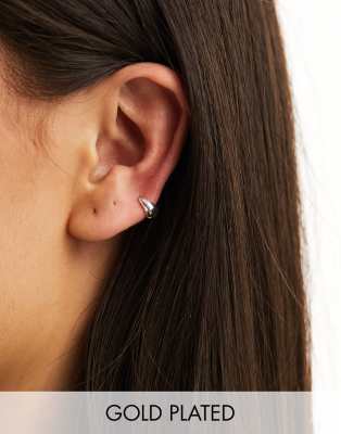 Minimal Chic Sterling Silver Small Wide Tapered Huggie Hoop Earrings – Handmade