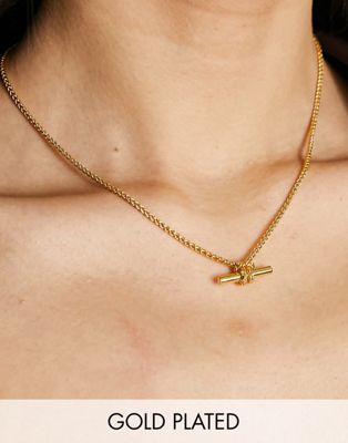 Orelia t-bar knot chain necklace in gold plate