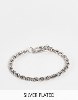 Orelia t-bar rope chain bracelet in silver plate