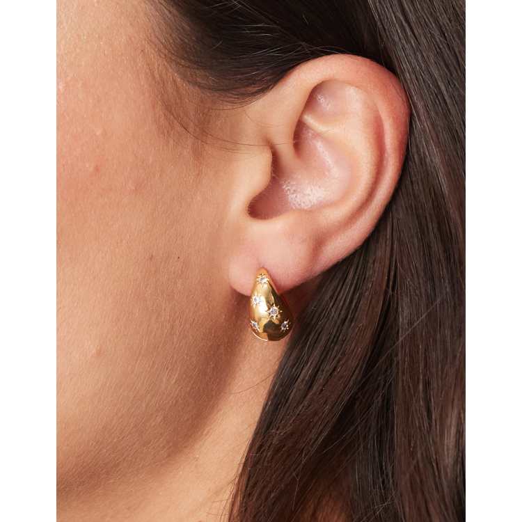 Orelia tapered crystal starburst hoop earrings in 18k gold plated ASOS