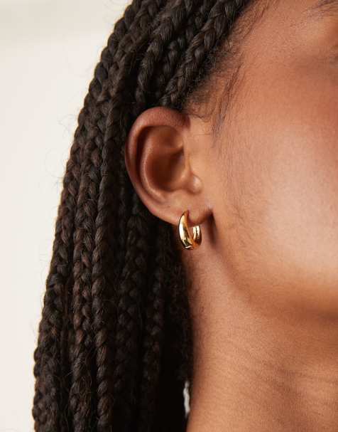 Orelia tapered hoop earrings in 18k gold plated - view 1
