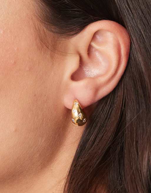 Orelia - Tapered hoop-øreringe med 18 karat guldbelægning og krystal-stjerneskudsdesign