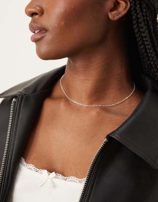 Orelia Orelia textured oval link 16"" chain necklace in sterling silver