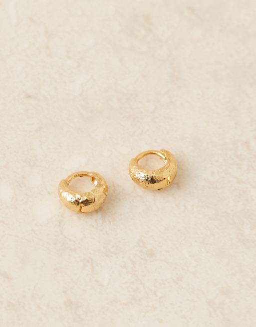 Orelia textured tapered hoop earrings in 18k gold plated, 2 of 4