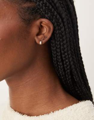 Orelia Orelia tiny curved crystal stud earrings in 18k gold plated