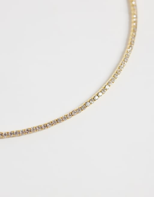 Orelia torque collar tennis necklace in 18k gold plated, 2 of 3