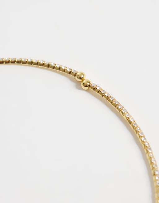 Orelia torque collar tennis necklace in 18k gold plated, 3 of 3