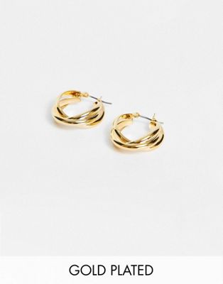 Orelia triple hoop earrings in gold plate
