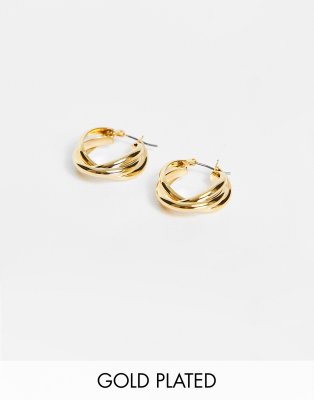 Orelia Orelia triple hoop earrings in gold plate