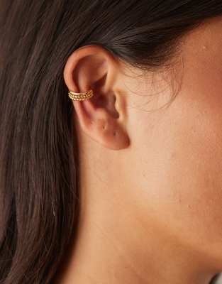Orelia Orelia triple layer ear cuff in 18k gold plated