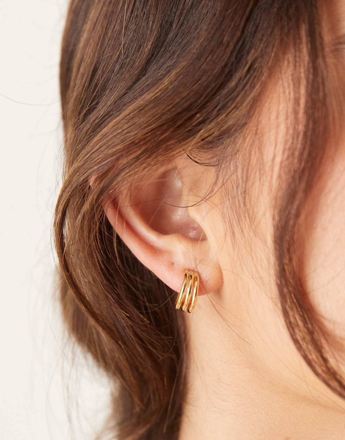 Orelia triple layered hoops in 18k gold plated