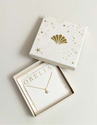 Orelia - Vergoldete Halskette mit Starburst-Anhänger mit Kristallverzierung und Geschenkbox-Goldfarben