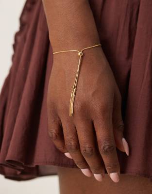 Orelia - Vergoldetes Armband in Blassgold mit verschiebbarem Quastenanhänger-Goldfarben