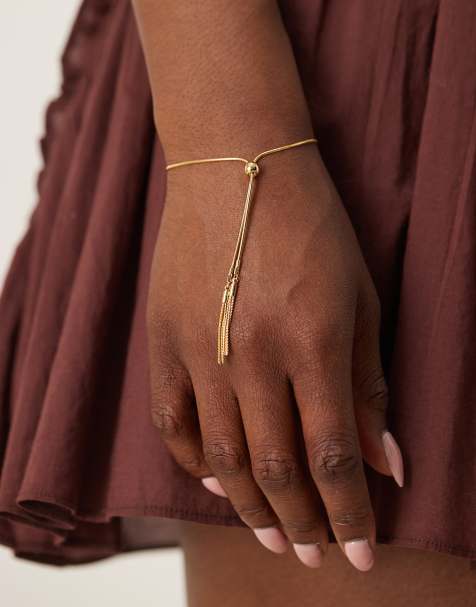 Orelia – Vergoldetes Armband in Blassgold mit verschiebbarem Quastenanhänger - view 1