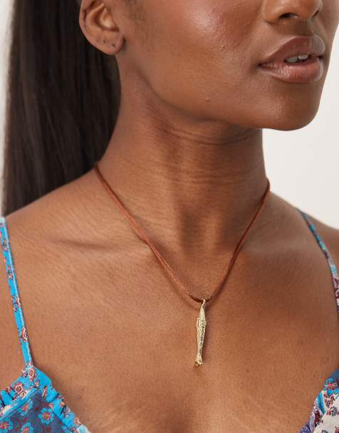 Orelia - Vergulde ketting met vishangertje in rood - view 1