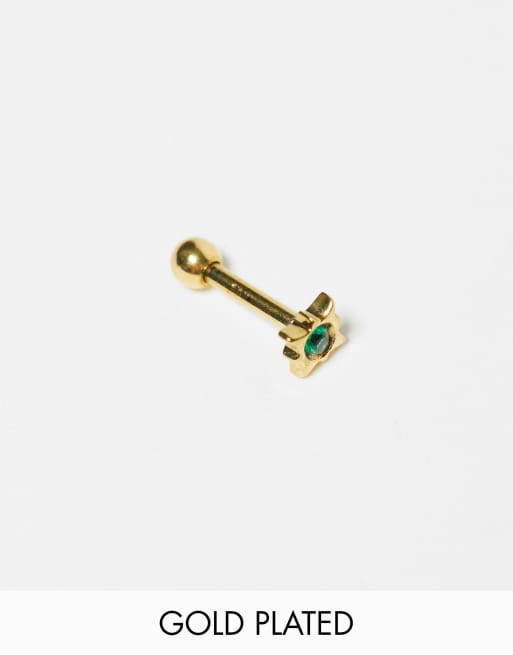 Orelia - Vergulde, stervormige piercing oorbel in goud 
