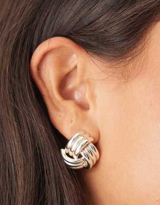Orelia Orelia vintage style interlocking statement stud earrings in sterling silver plated
