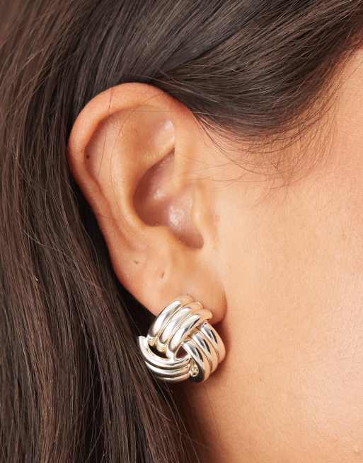 Orelia vintage style interlocking statement stud earrings in sterling silver plated