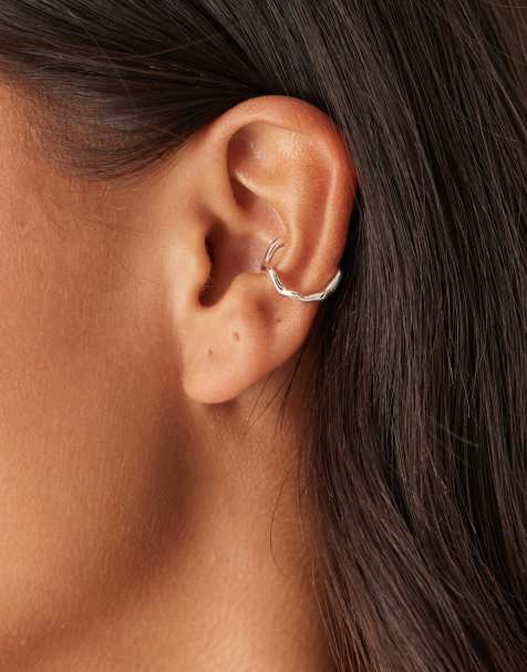 Orelia wave ear cuff in sterling silver - view 1