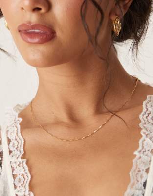 Orelia - Zarte Halskette mit welligem Design und 18-Karat-Vergoldung-Goldfarben