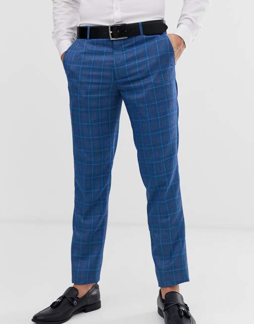 Original Penguin – Blårutig kostym med smal passform, 2 av 4