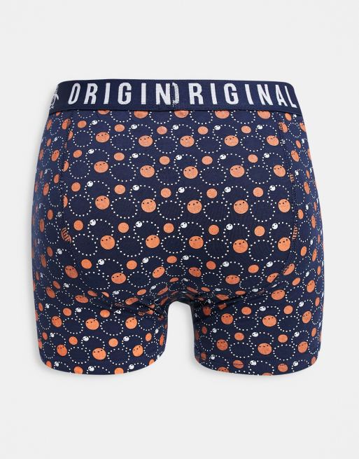 Original Penguin 3-pack boxers in grey, navy spot and navy stripe print