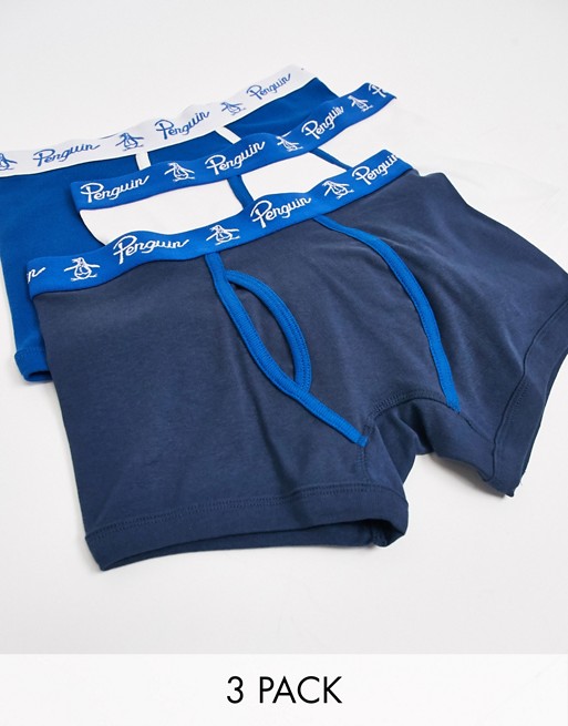 Original Penguin 3 pack boxers in white and blue
