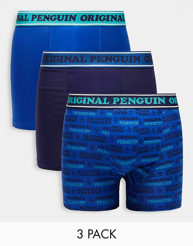 Original Penguin - 3 pack logo boxers in blue and navy