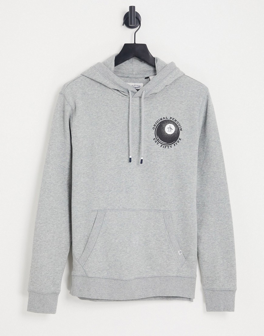 Original Penguin 8 ball logo hoodie-Gray