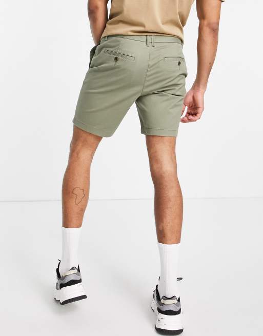 Original Penguin 8 inch slim fit chino shorts in deep lichen green