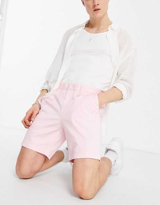 Original Penguin 8 inch slim fit chino shorts in light pink