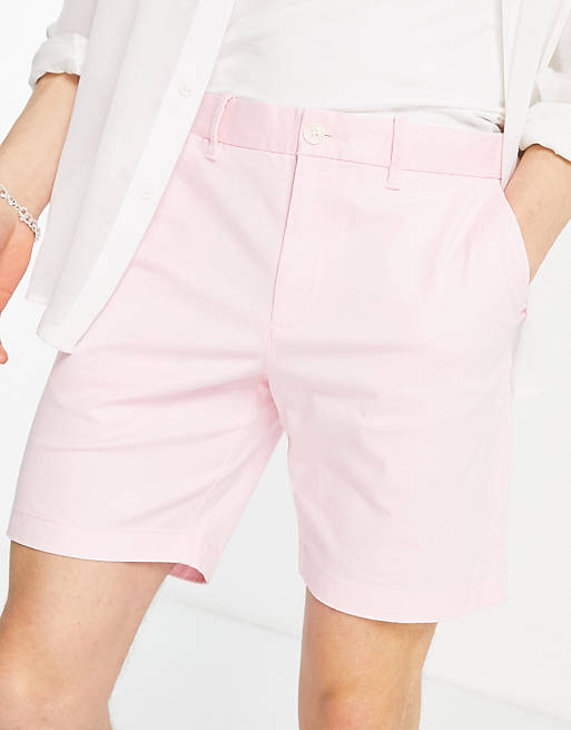  Original Penguin 8 inch slim fit chino shorts in light pink 