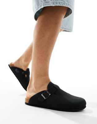 backless clog shoes in black