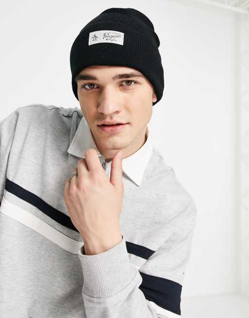 Original Penguin - Bonnet classique en maille - Noir