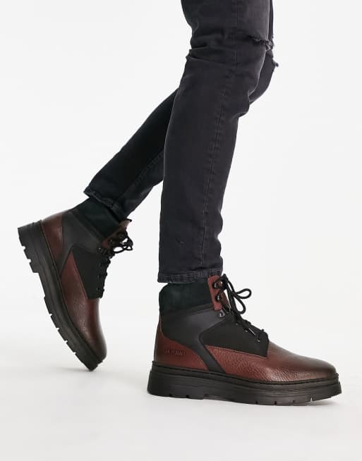 Original Penguin - Bordeaux vandrestøvler med chunky sål og snøre i læder