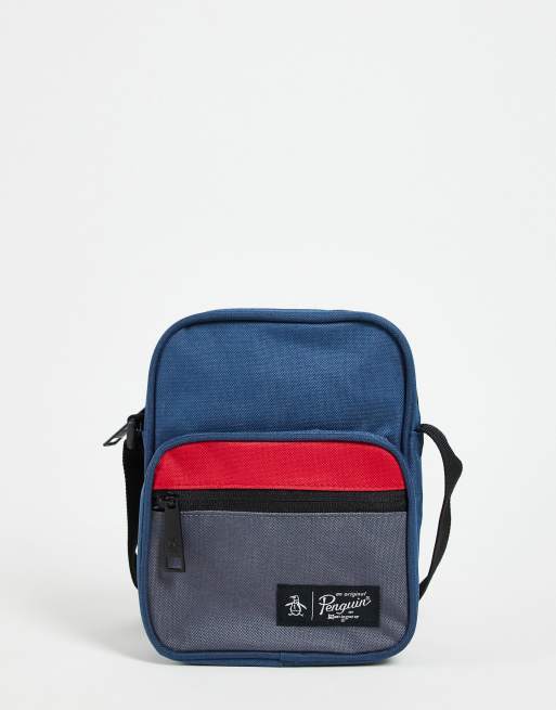 Original Penguin - Borsa a tracolla con tasca sul davanti blu navy