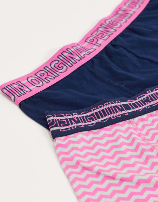 Original Penguin Boxershorts In Marineblau Und Rosa Chevron Muster Im 2er Pack Asos