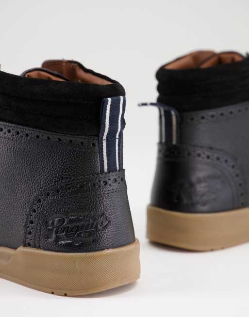 Original Penguin - Brogue enkellaarzen met  brede pasform en veters van leer in zwart, 3 van 4