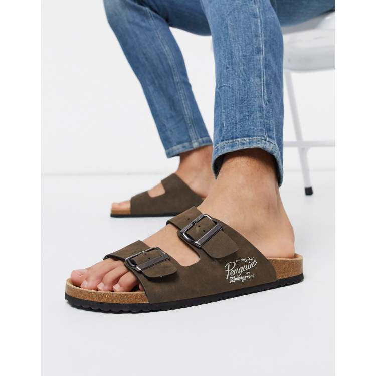 Original Penguin buckle sandal in brown ASOS