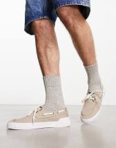 Original Penguin canvas mix casual boat shoes in navy | ASOS